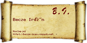 Becze Irén névjegykártya